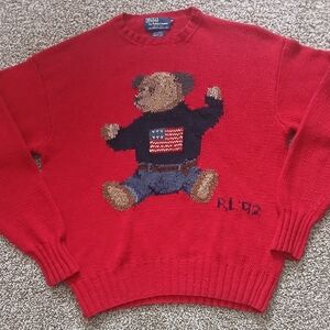 Polo by Ralph Lauren Red Bear Intarsia Crewneck Sweater